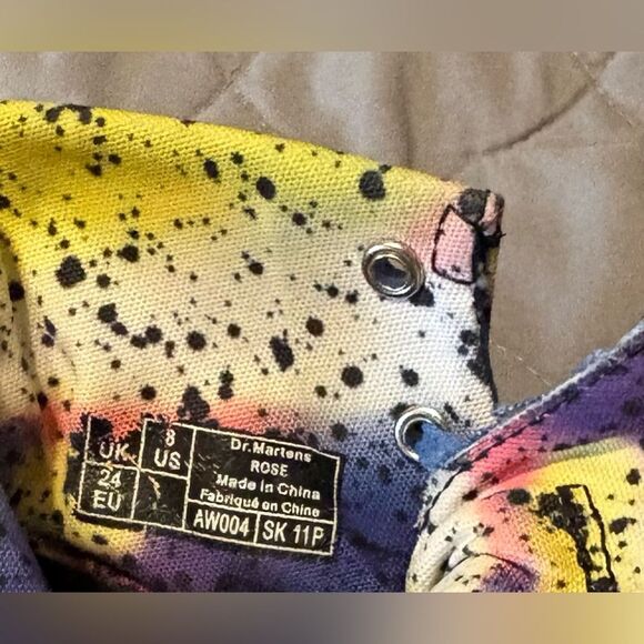 Youth Dr. Martens Blue Canvas with Rainbow Splatter Sz US8 - Picture 6 of 8